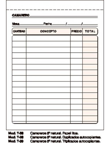 TALONARIO LOAN T88 CAMAREROS OCTAVO...