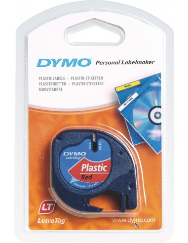 DYMO CINTA LETRATAG PLASTICO NEGRO/ROJO