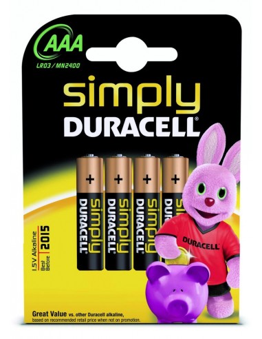 PILA ALCALINA DURACELL SIMPLY AAA...