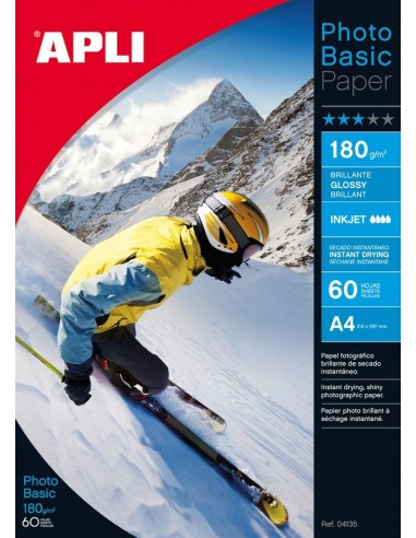 PAPEL APLI INKJET DA4 GLOSSY HB 180GR...