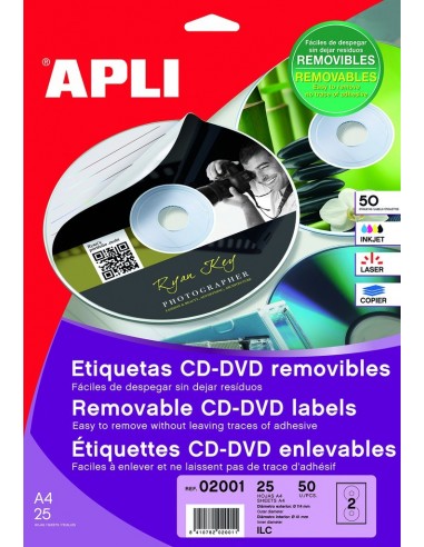 ETIQUETAS APLI CD/DVD MEGA 02001...