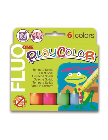 TEMPERA SOLIDA PLAYCOLOR FLUO 6 COLORES