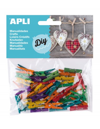 MINI PINZAS APLI 13479 MADERA COLORES...