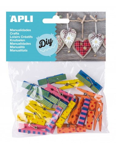 PINZAS APLI 13480 MADERA COLORES 20 UND